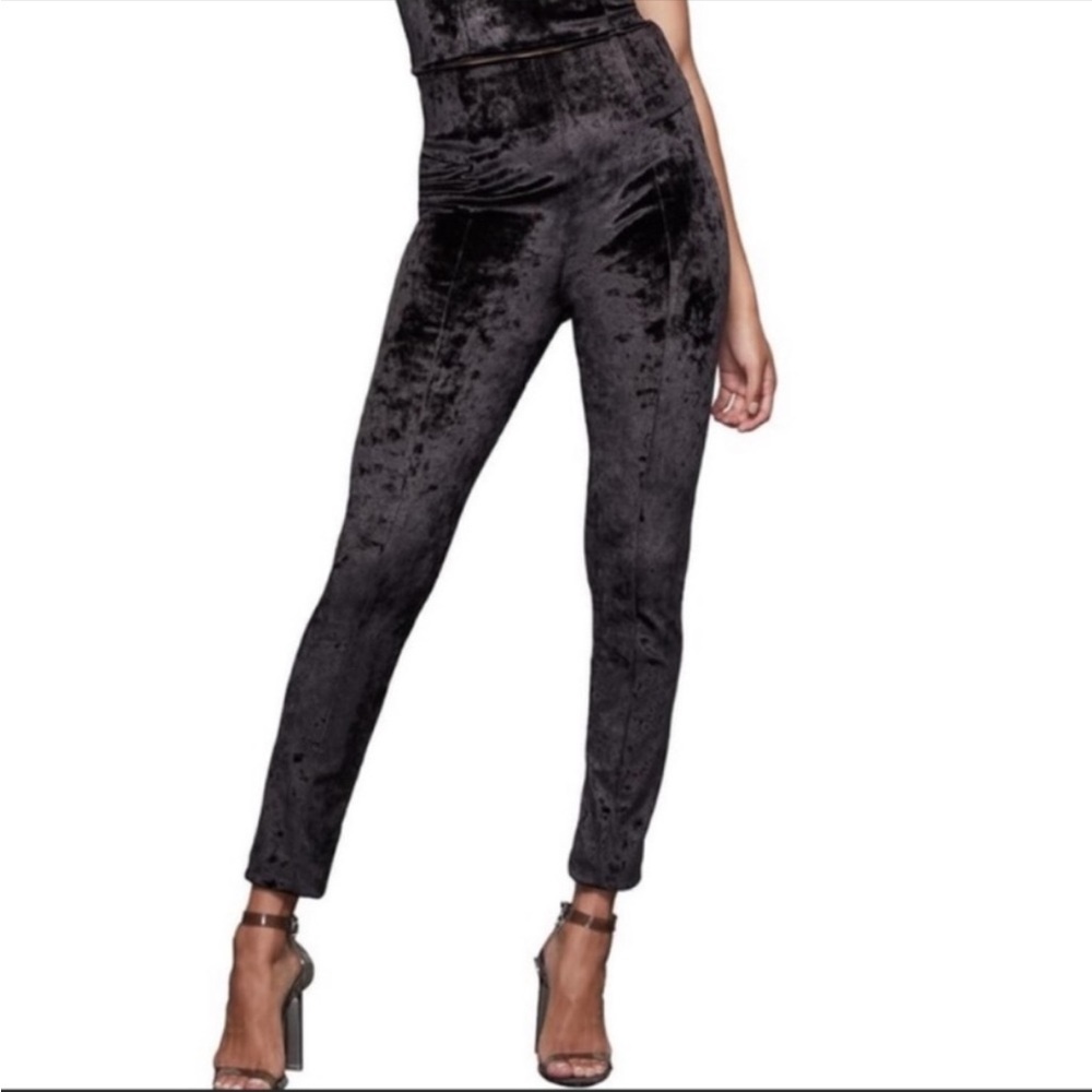 Good American black velvet high rise legging pants